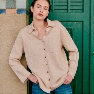 Sezane Beige Cardigan Sweater